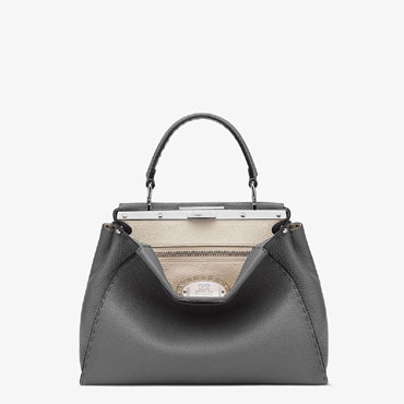 Fendi Peekaboo Medium Dark Grey Selleria Bag 8BN290 Q0J F0N9A