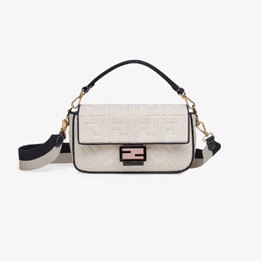 Fendi Baguette White canvas bag 8BR600 AAJ3 F0WNA