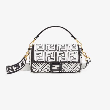 Fendi Baguette White nappa leather FF print bag 8BR600 AD62 F1C7A