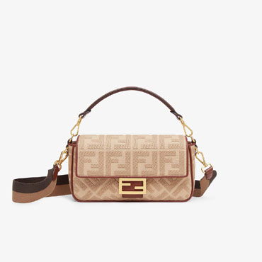 Fendi Baguette Beige FF Canvas Bag 8BR600 AC9O F1DSZ