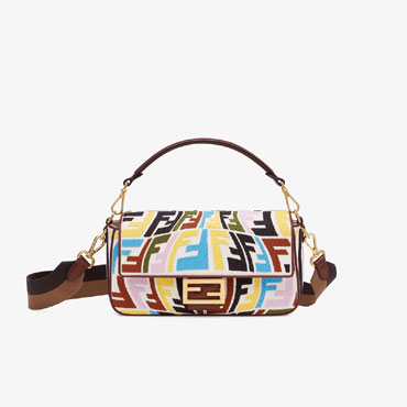 Fendi Baguette Multicolour Embroidered Canvas Bag 8BR600 AGKA F1E8T