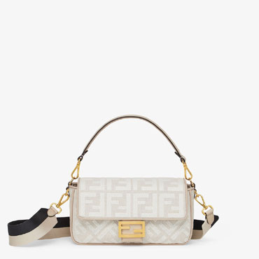 Fendi Baguette White canvas FF bag 8BR600AKBRF1HOE