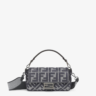 Fendi Baguette houndstooth wool bag FF embroidery 8BR600AKRZF1J5M