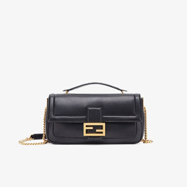 Fendi Baguette Chain Black Nappa Leather Bag 8BR783 ACNX F15ZW