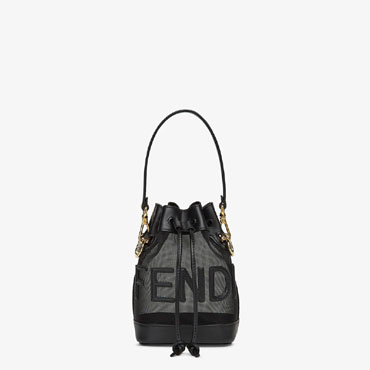 Fendi Mon Tresor Black Leather And Mesh Mini Bag 8BS010 AAYS F0KUR