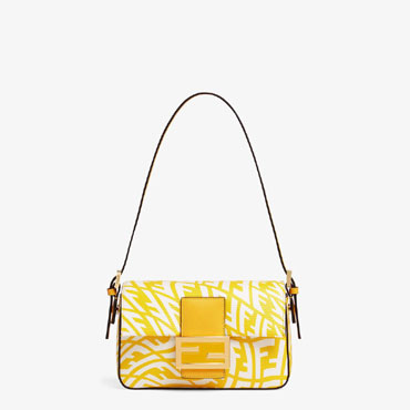 Fendi Mini Baguette 1997 Yellow Glazed Canvas Bag 8BS049 AFL1 F1E8K