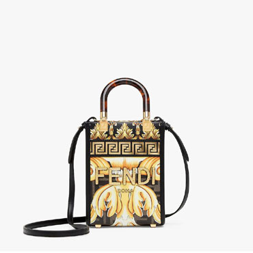 Fendi Mini Sunshine Shopper Fendace Printed FF bag 8BS051AKMTF1HZB