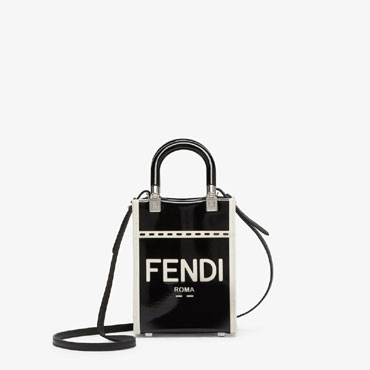 Fendi Mini Sunshine Shopper Black patent canvas 8BS051ANT7F0H9H