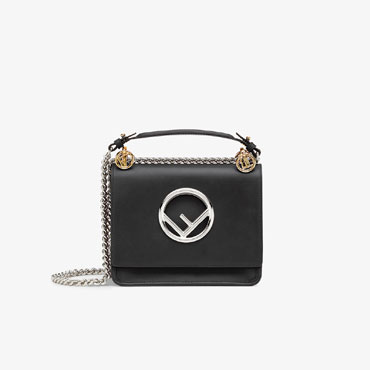 Fendi Kan I F Small Black leather mini bag 8BT286 A3QX F0GXN