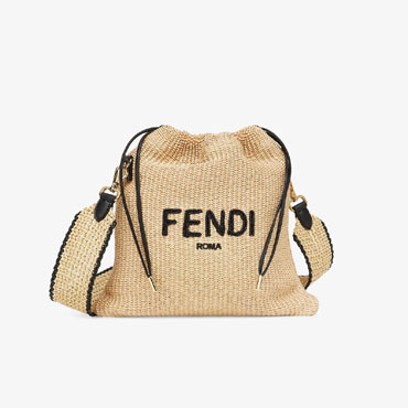 Fendi Pack Small Pouch Embroidered Straw Bag 8BT347 AAYR F1E1I