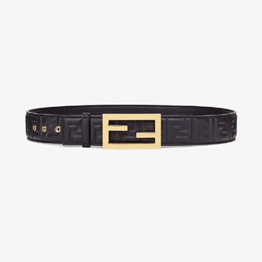 Fendi Black Belt With FF Stud Buckle 8C0615 AATR F0KUR