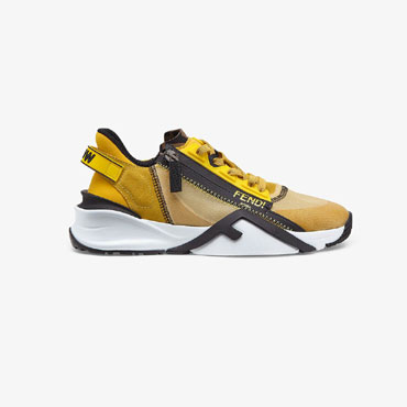 Fendi Flow Yellow Nylon And Suede Low Tops 8E8035 EKV F1C2I