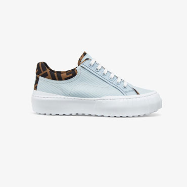 Fendi Force Light Blue Canvas And Tpu Low Tops 8E8110 AF5A F1DV0