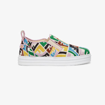 Fendi Rise Multicolour Canvas Slip Ons 8E8138 AE7U F1C4T