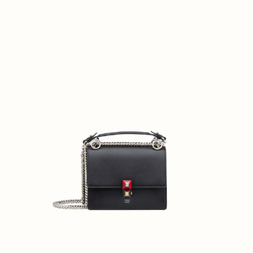 Fendi kan i small mini-bag in black leather 8M0381SR0F0JBX