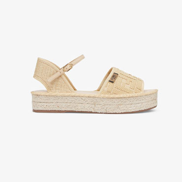 Fendi Roam Natural Raffia Flatform Espadrilles 8P8011 ABN3 F1A58