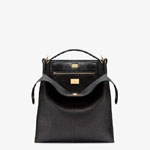 Fendi Peekaboo X-Lite Fit Black Romano Leather Bag 7VA447 A80H F0KUR