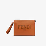 Fendi Flat Pouch Brown Leather Pouch 7VA491 AFBF F1DZ9