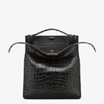 Fendi Peekaboo Iseeu Tote Black Alligator Bag 7VA528 AFBN F1DYM