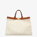 Fendi Peekaboo X-Tote White Canvas Bag 8BH374 A9P6 F189S