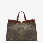 Fendi Peekaboo X-Tote Embroidered Green Canvas Bag 8BH374 AFL9 F1EEI