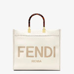 Fendi Sunshine Medium White Leather Shopper 8BH386 ABVL F0K7E