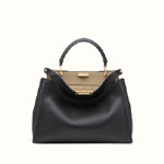 Fendi Peekaboo ESSENTIAL Black and beige leather handbag 8BN300SMQF07PP