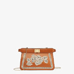 Fendi Peekaboo Iseeu Pochette Embroidered Brown Bag 8BN322 AAU3 F1DUK