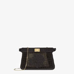 Fendi Peekaboo Iseeu Pochette Black Canvas Bag Embroidery 8BN322 AAU4 F1DUJ