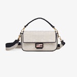 Fendi Baguette White canvas bag 8BR600 AAJ3 F0WNA