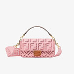 Fendi Baguette Pink Canvas Bag With Embroidery 8BR600 AF2V F1DST