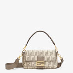 Fendi Baguette Dove grey FF tapestry fabric bag 8BR600ALUNF1J43