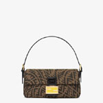 Fendi Baguette 1997 Brown Jacquard FF Vertigo Bag 8BR792 AFPA F1BAH