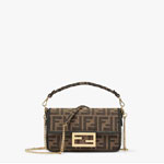 Fendi Mini Baguette Brown fabric bag 8BS017A6V5F17U4