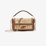 Fendi Baguette Mini Brown leather macrame bag 8BS017 AOVO F1PII