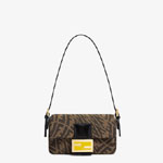 Fendi Mini Baguette 1997 Brown Jacquard FF Vertigo Bag 8BS049 AFPA F1BAH