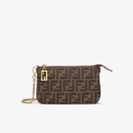 Fendi Baguette Pouch Brown jacquard FF fabric clutch 8BS073AD23F1GE3