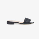 Fendi Signature Black Leather Slides 8R7093 AADS F0QA1