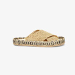 Fendi Reflections Beige Raffia Slides 8X8085 AEH0 F1D1M