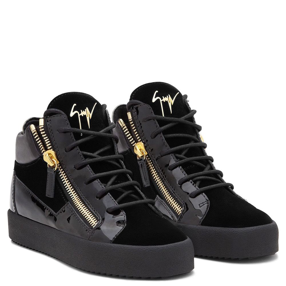 Giuseppe Zanotti kriss Black velvet mid-top sneaker RU70010031: Image 1