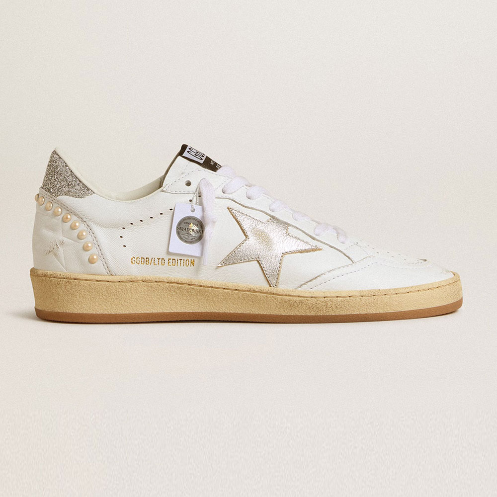 Golden Goose White Ball Star with a silver star GWF00117 F005962 80185: Image 1