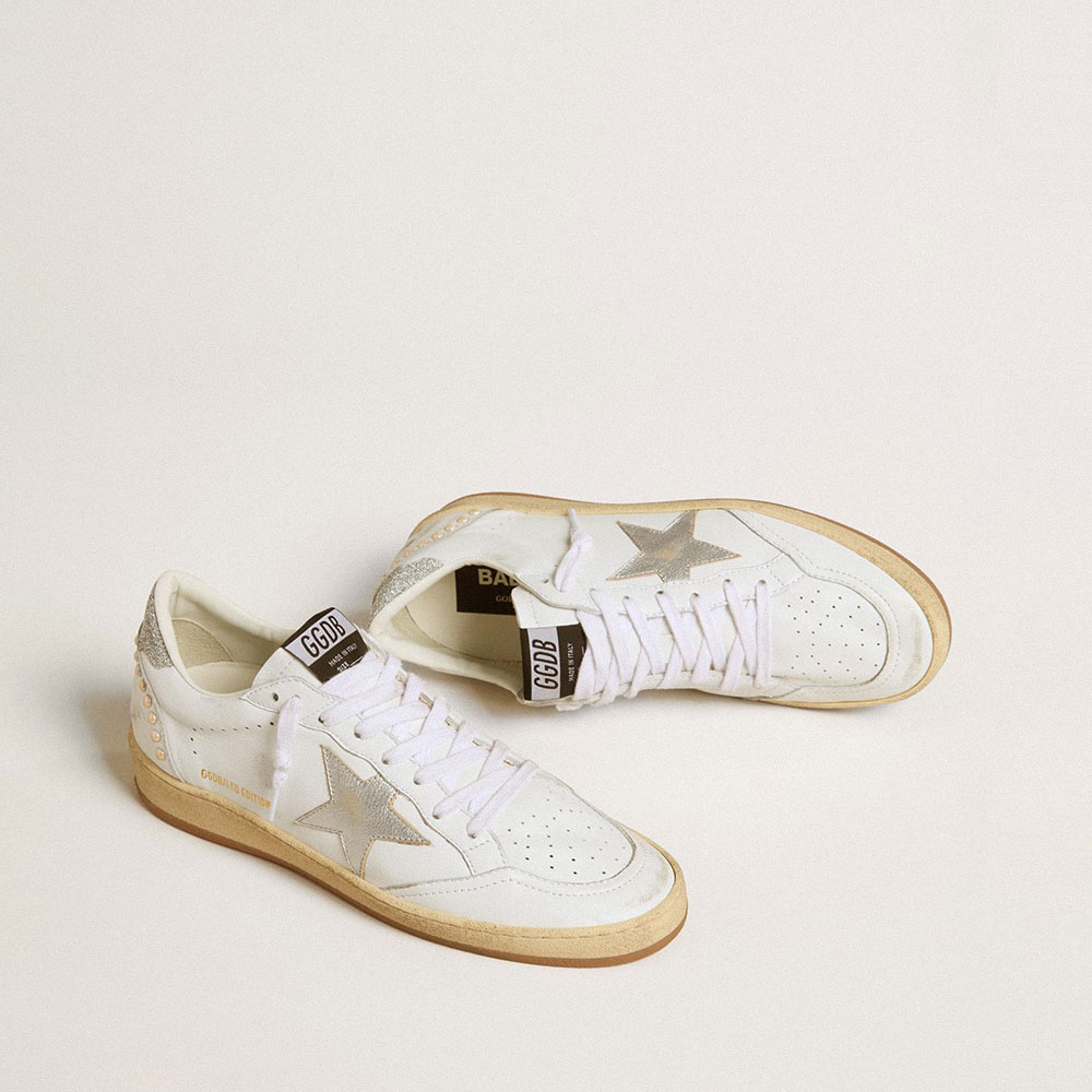 Golden Goose White Ball Star with a silver star GWF00117 F005962 80185: Image 2