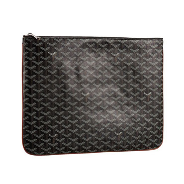 Goyard Senat GM large pouch black tan leather trim GOY5521