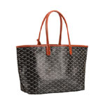 Goyard St Louis PM Tote Black Tan Leather Trim GOY5444