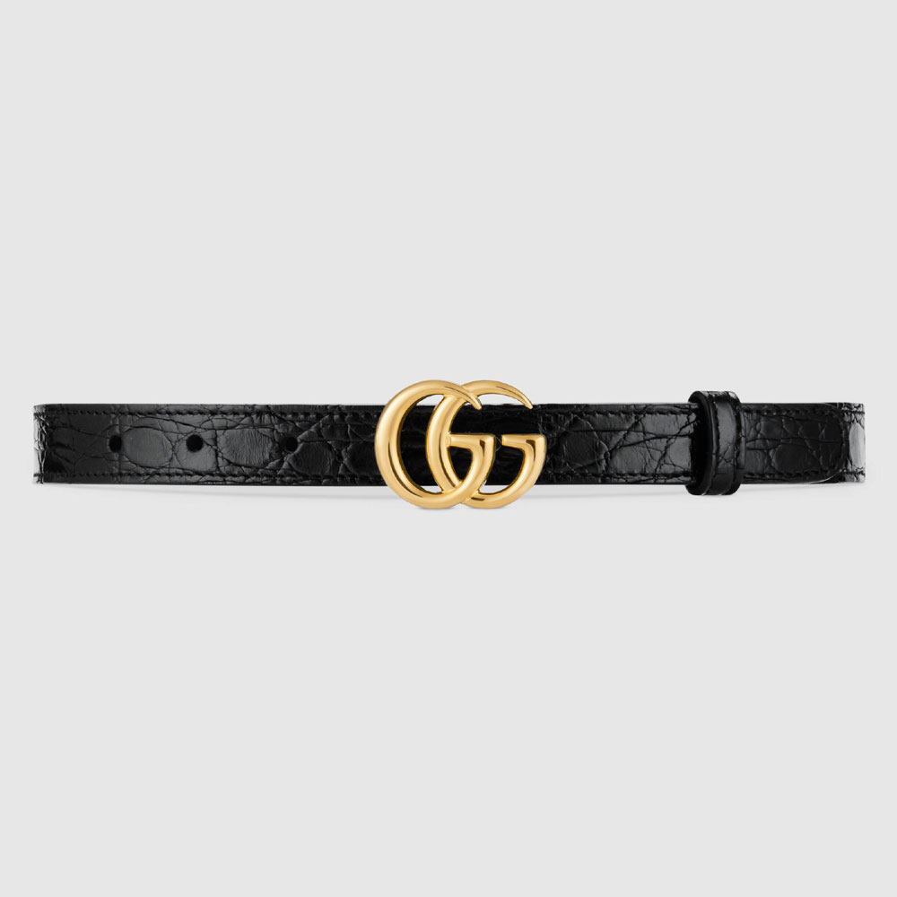 Gucci GG Marmont caimn belt with shiny buckle 409417 E7I0O 1000: Image 1