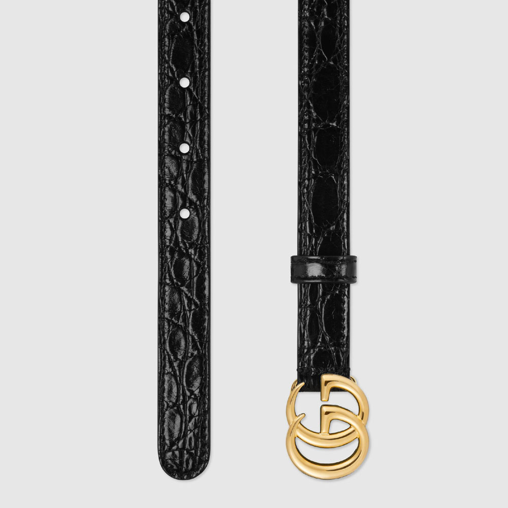 Gucci GG Marmont caimn belt with shiny buckle 409417 E7I0O 1000: Image 2