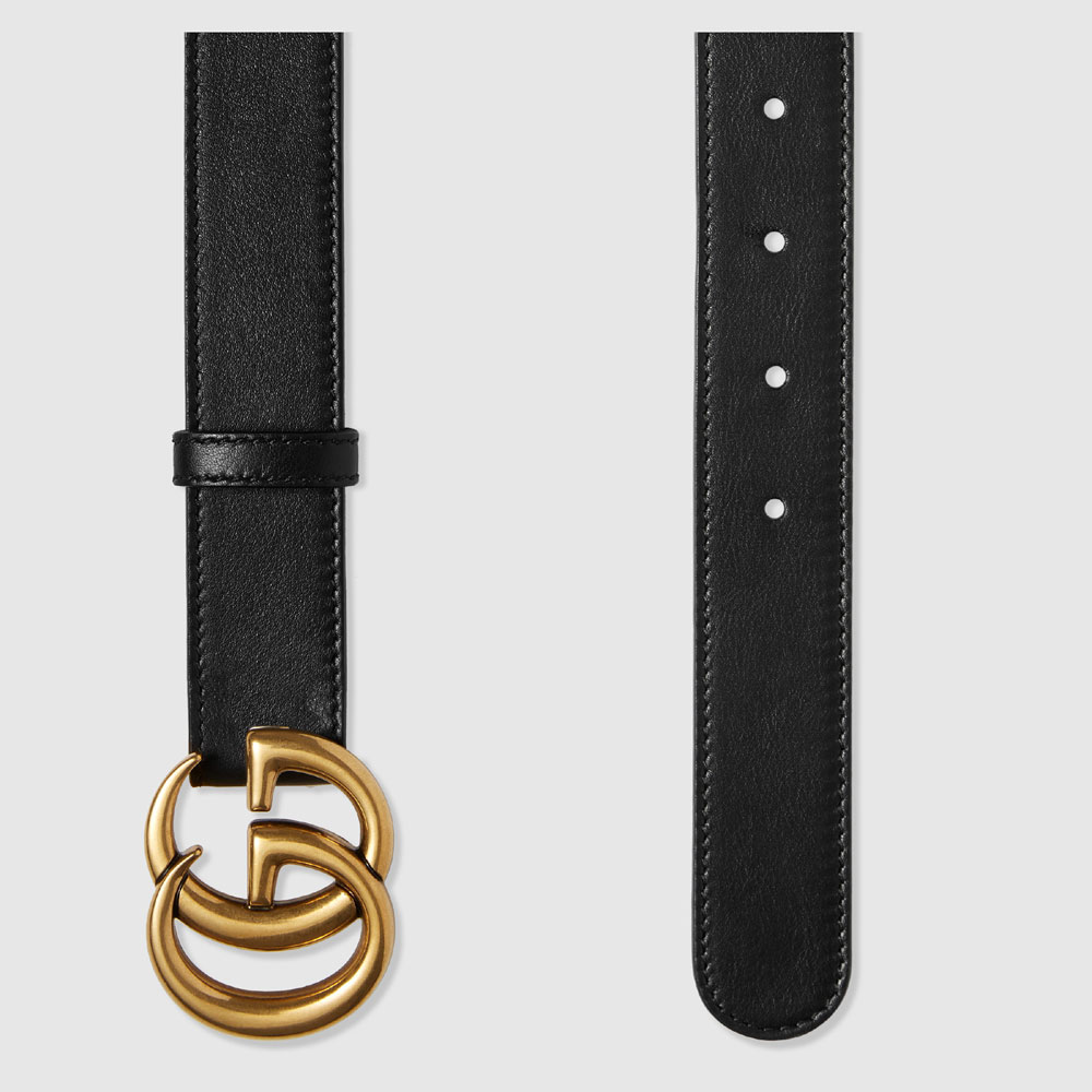 Gucci Leather belt with double G buckle 414516 AP00T 1000: Image 2