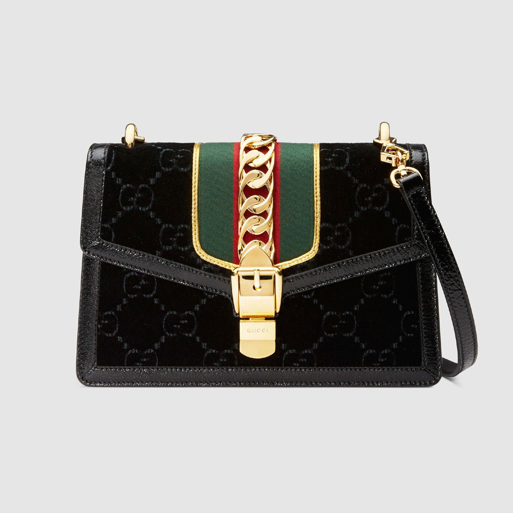 Gucci Sylvie GG velvet small shoulder bag 524405 9JTEG 8711: Image 1