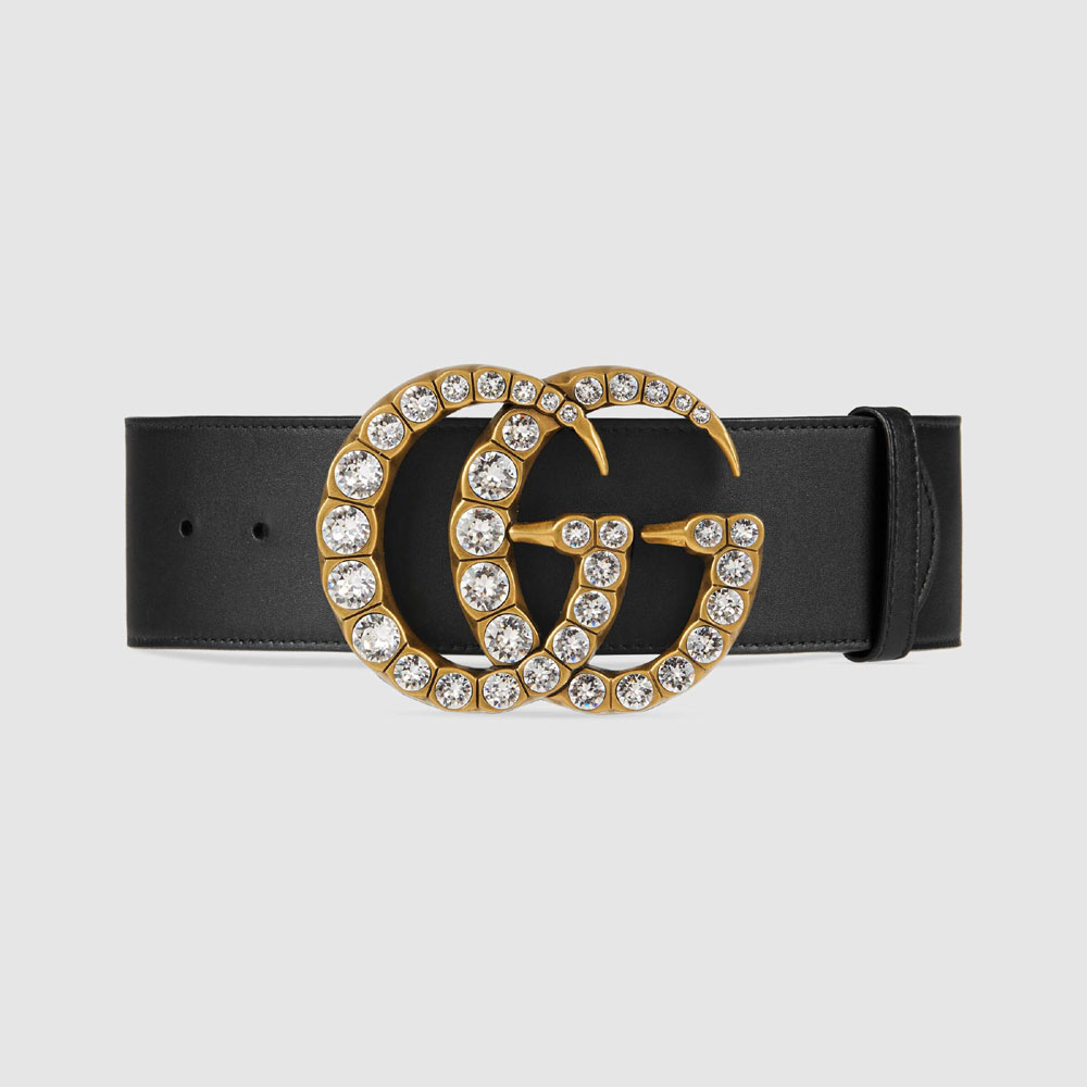 Gucci Leather belt crystal Double G buckle 550110 AP0IT 1081: Image 1