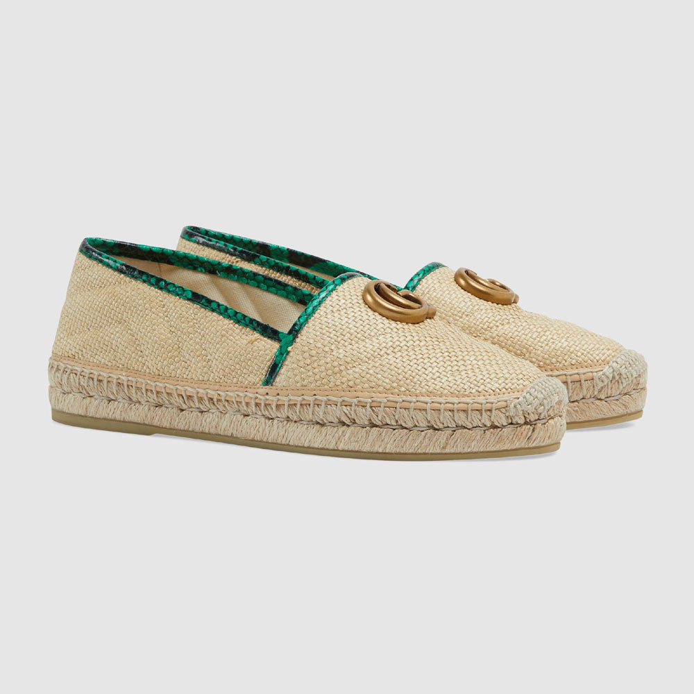 Gucci Online Exclusive chevron raffia espadrille 578547 GZ630 9593: Image 1